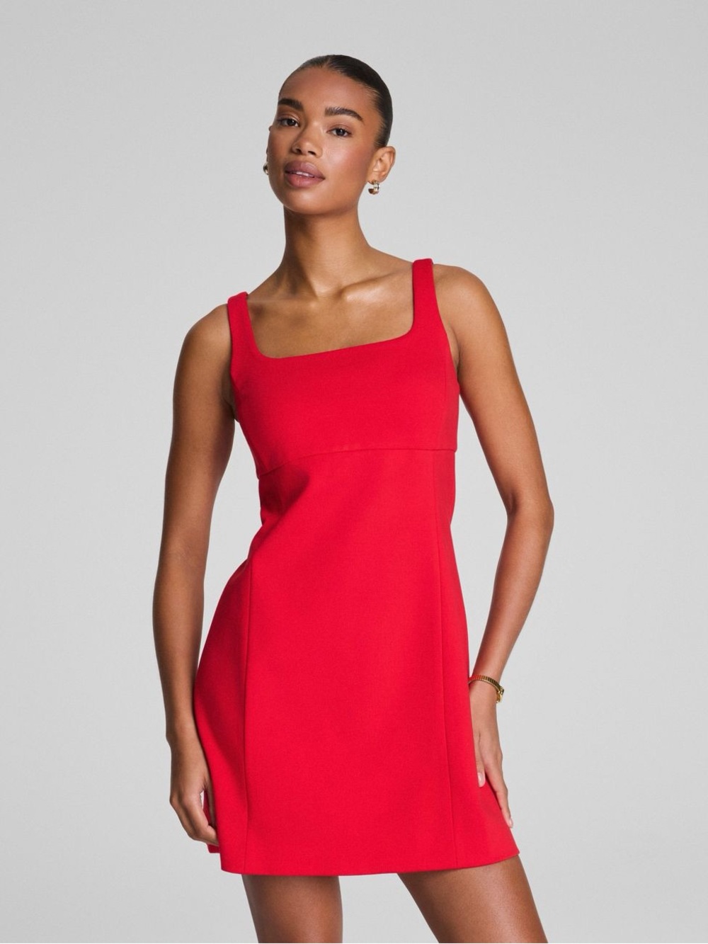 Spanx Women's Red Ponte Sleeveless Mini Dress Size XS Square Neck
